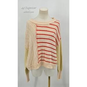 By Together Lila Striped Cable Knit Sweater - Medium